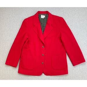 Talbots Blazer Women Medium Red Wool Blend 3-Button Single Breasted Lined Jacket